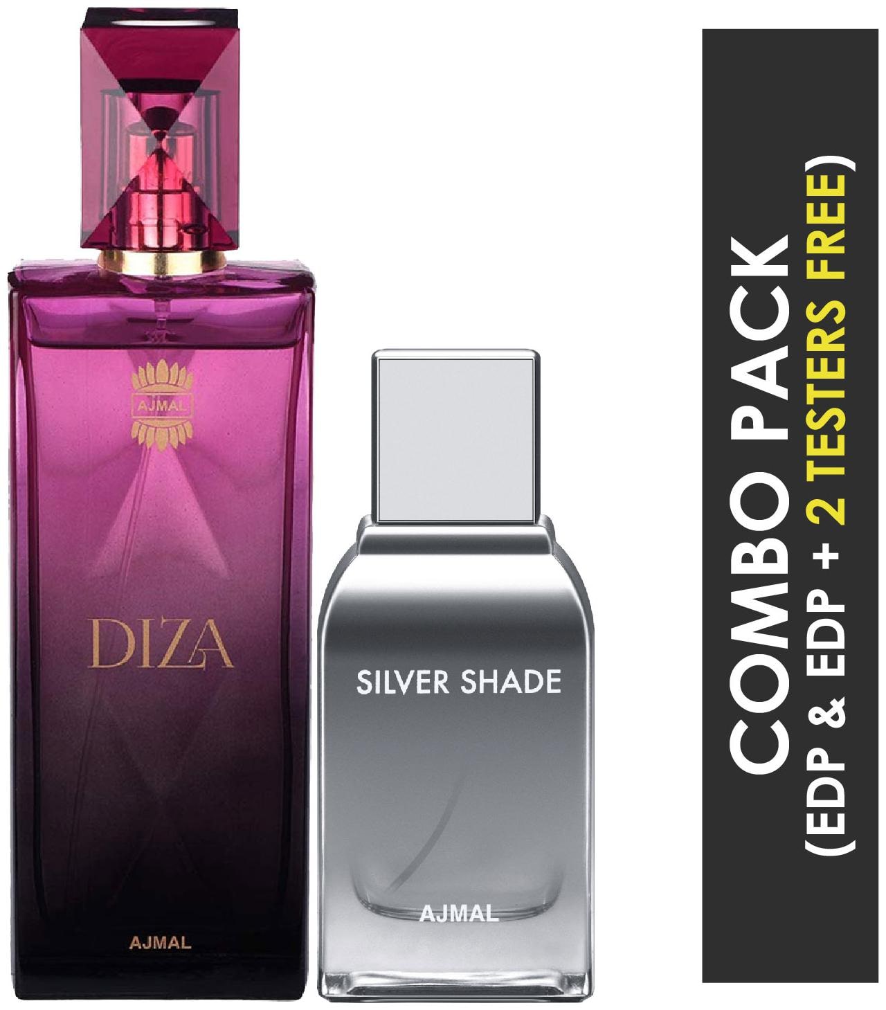 

Ajmal Diza EDP Fruity Floral Perfume 100ml for Women and Silver Shade EDP Citrus Woody Perfume 100ml for Men