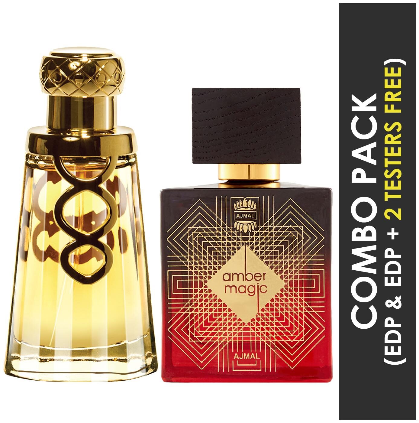 

Ajmal Khallab EDP Woody Oudh Perfume 50ml for Unisex and Amber Magic EDP Spicy Aromatic Perfume 100ml for Men