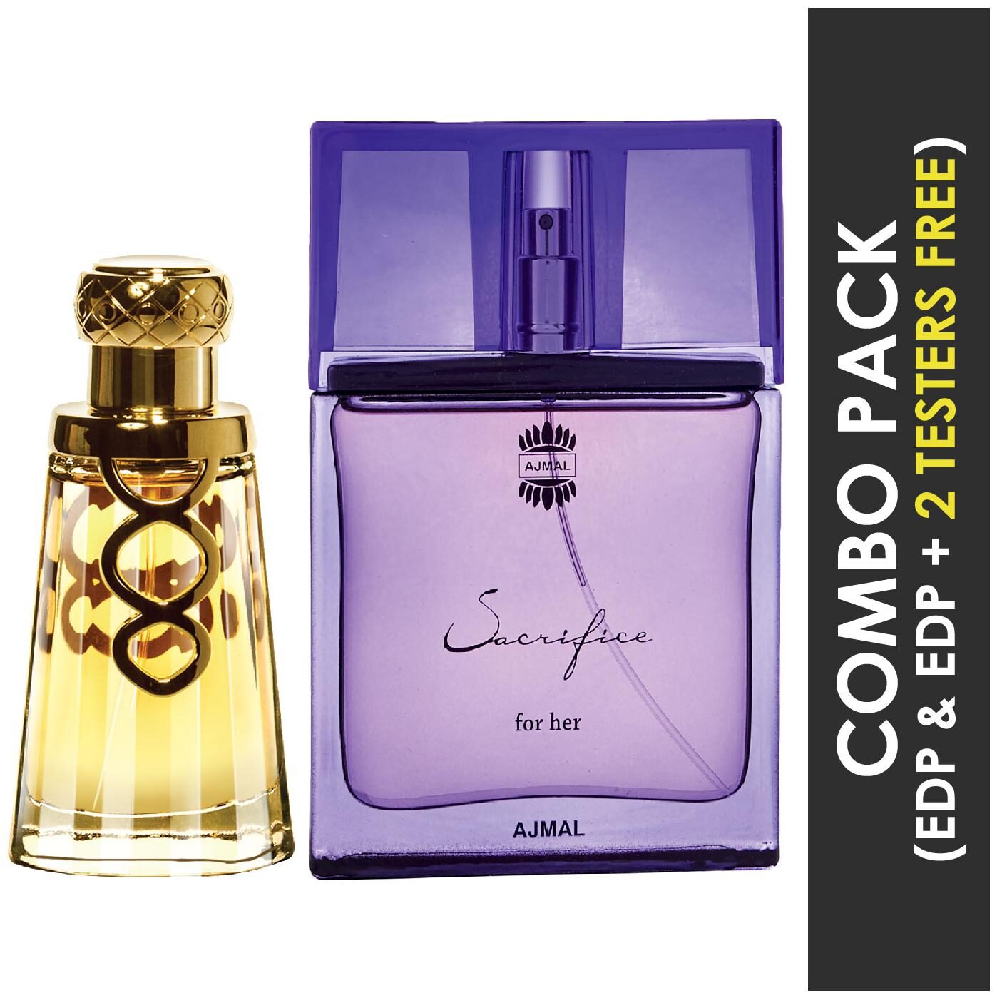 

Ajmal Khallab EDP Woody Oudh Perfume 50ml for Unisex and Ajmal Sacrifice for HER EDP Floral Musky Perfume 50ml for Women