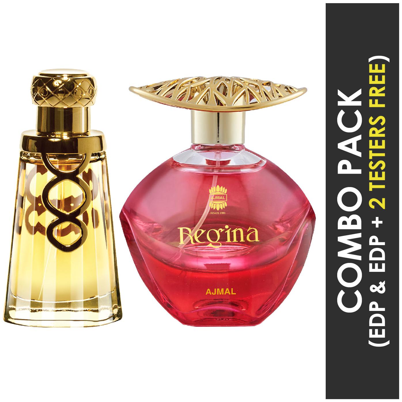 

Ajmal Khallab EDP Woody Oudh Perfume 50ml for Unisex and Regina EDP Floral Fruity Perfume 100ml for Women