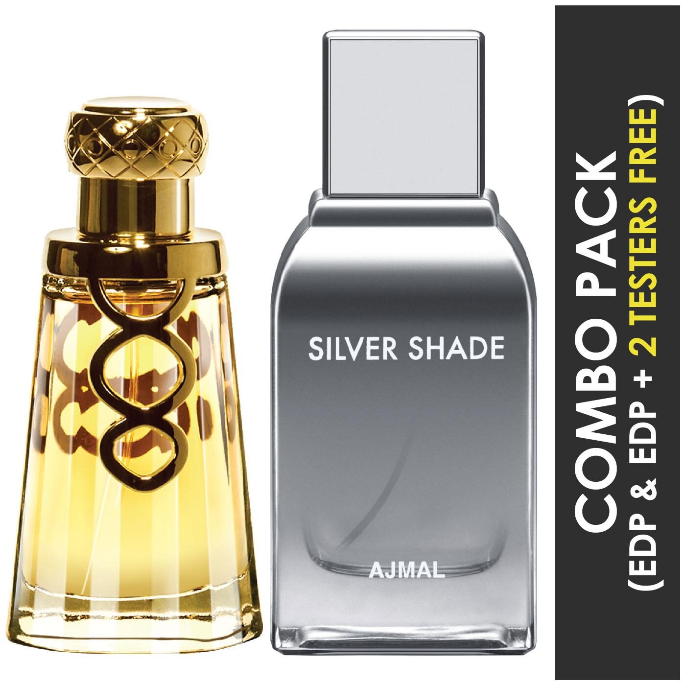 

Ajmal Khallab EDP Woody Oudh Perfume 50ml for Unisex and Silver Shade EDP Citrus Woody Perfume 100ml for Men