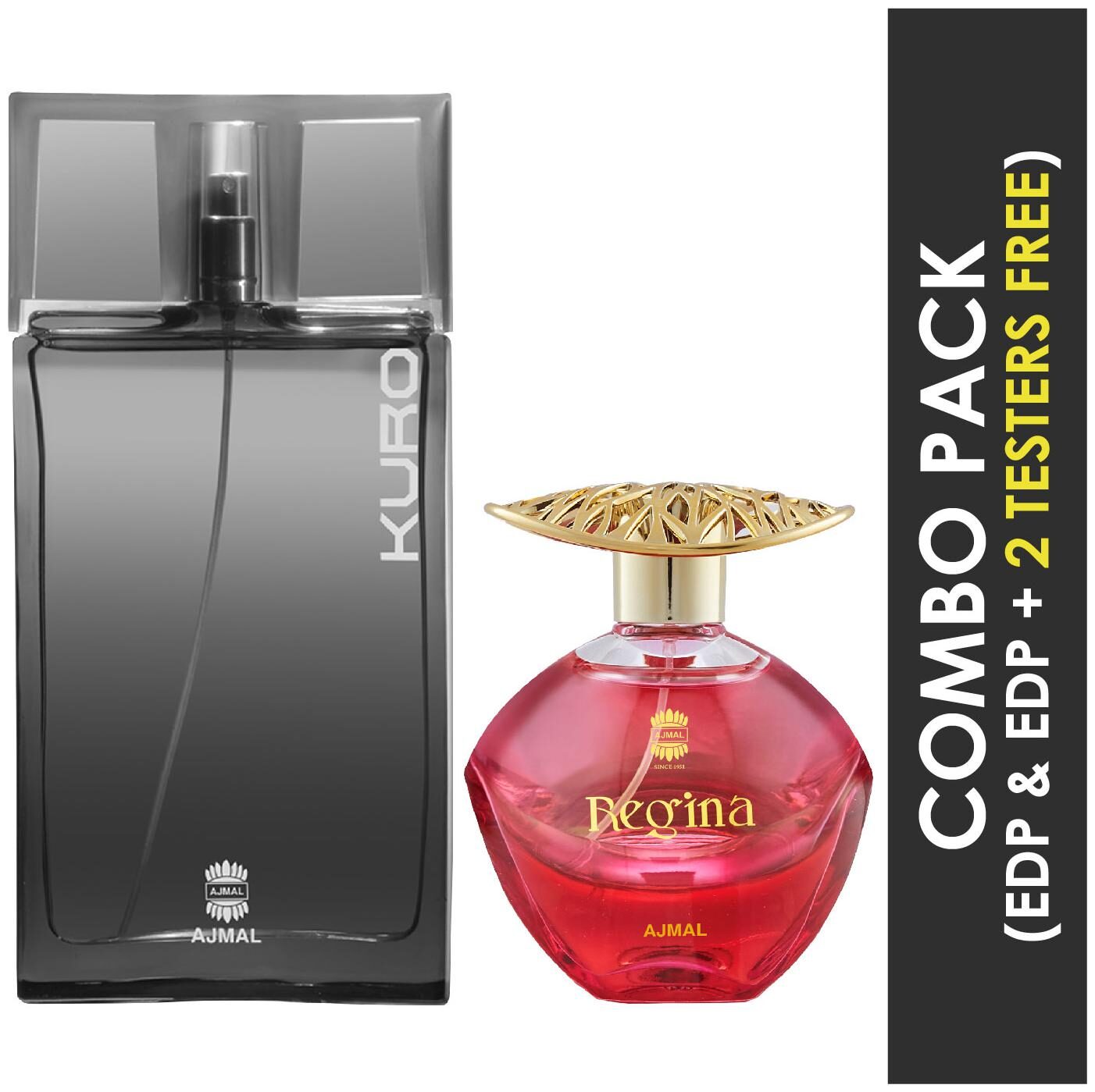 

Ajmal Kuro EDP Aromatic Spicy Perfume 90ml for Men and Regina EDP Floral Fruity Perfume 100ml for Women
