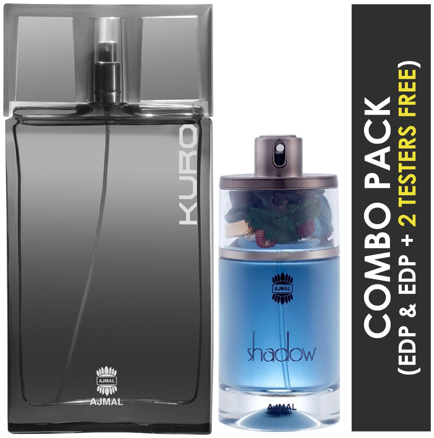 

Ajmal Kuro EDP Aromatic Spicy Perfume 90ml for Men and Ajmal Shadow HIM EDP Spicy Woody Perfume 75ml for Men