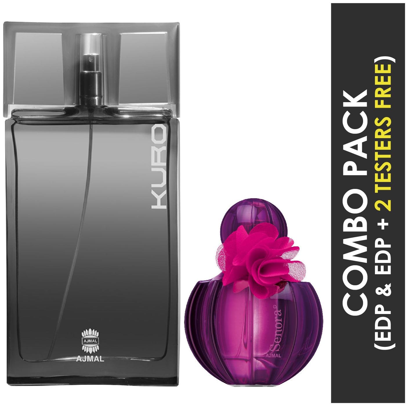 

Ajmal Kuro EDP Aromatic Spicy Perfume 90ml for Men and Senora EDP Floral Spicy Perfume 75ml for Women