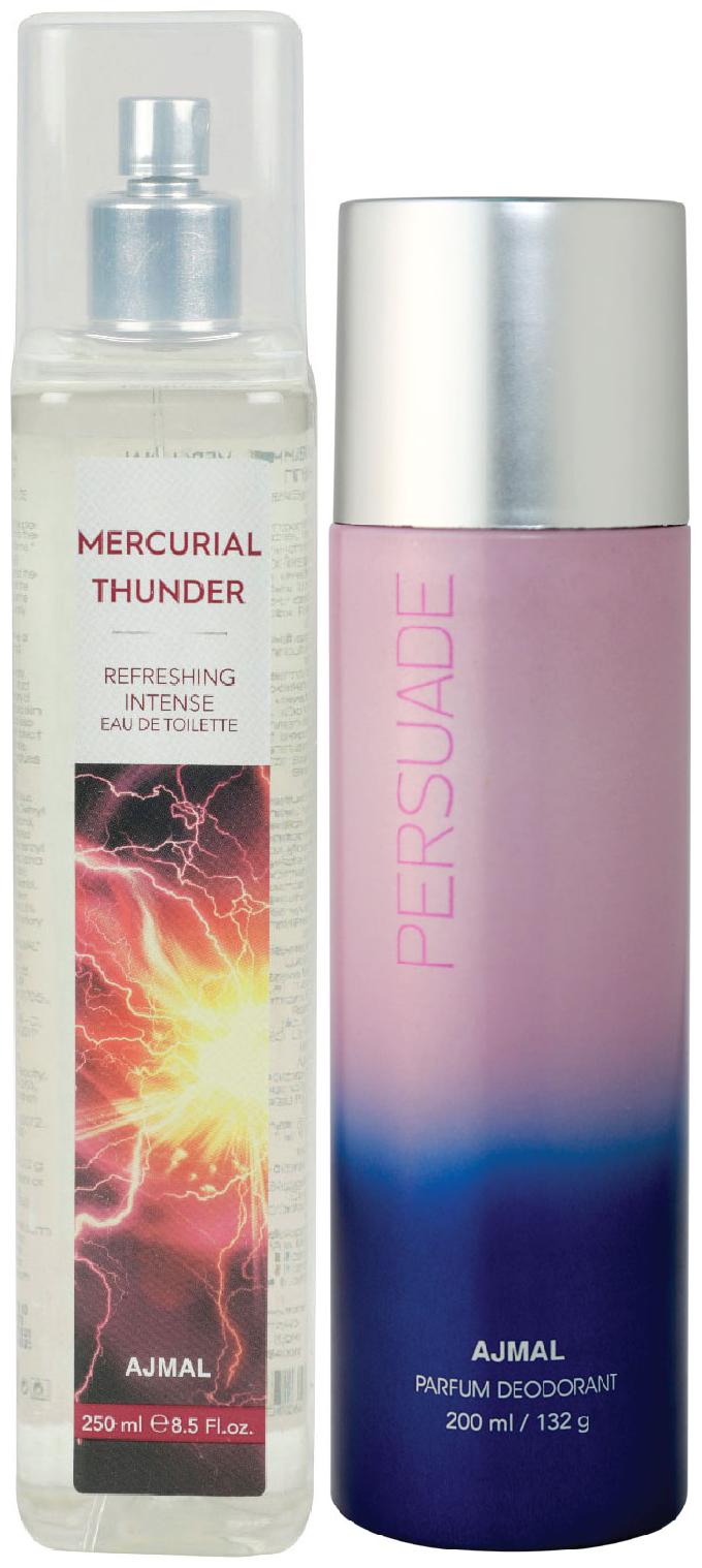 

Ajmal Mercurial Thunder Edt Of 250Ml Persuade High Quality Deodorant 200Ml Combo Pack Of 2 (Total 450Ml) For Men Women
