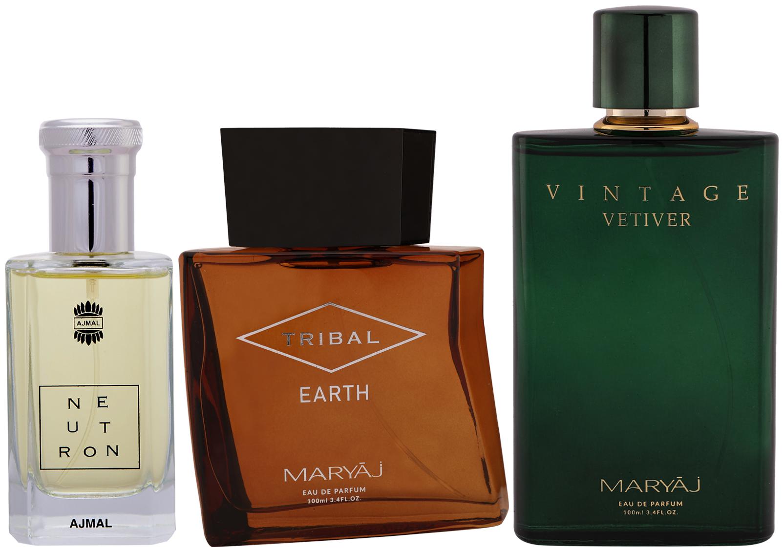 

Ajmal Neutron EDP Citrus Perfume Maryaj Tribal Earth EDP Maryaj Vintage Vetiver EDP 100ml (Pack of 3)
