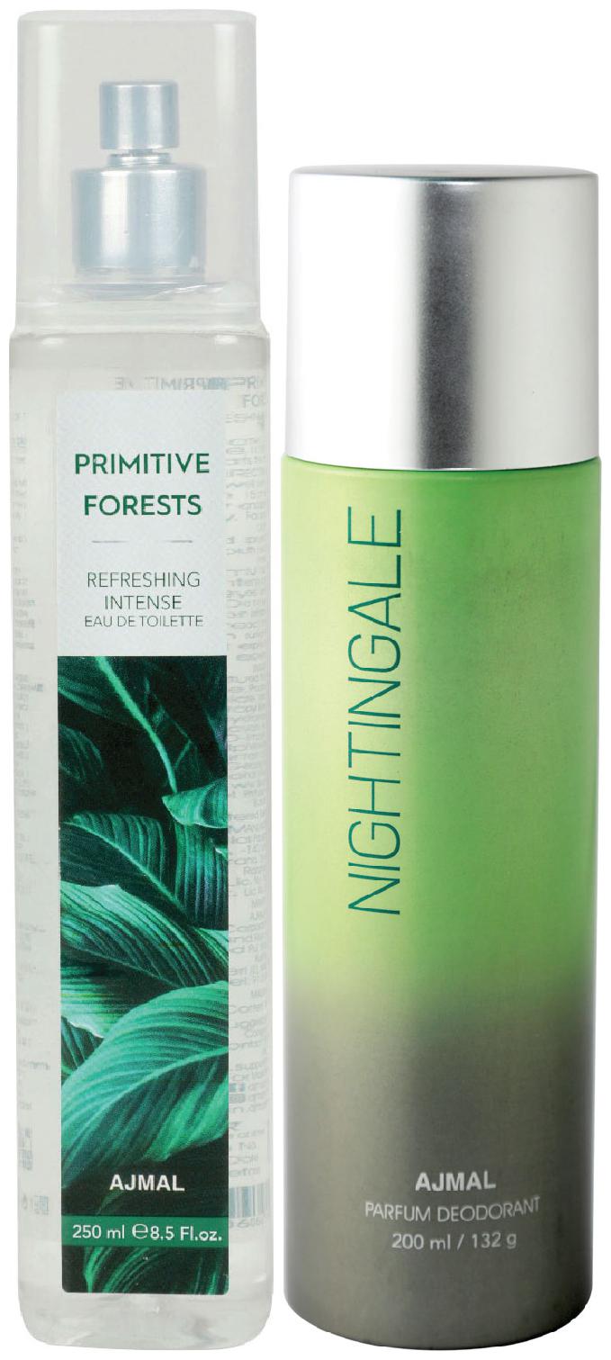 

Ajmal Primitive Forests Edt Of 250Ml Nightingale High Quality Deodorant 200Ml Combo Pack Of 2 (Total 450Ml) For Men Women