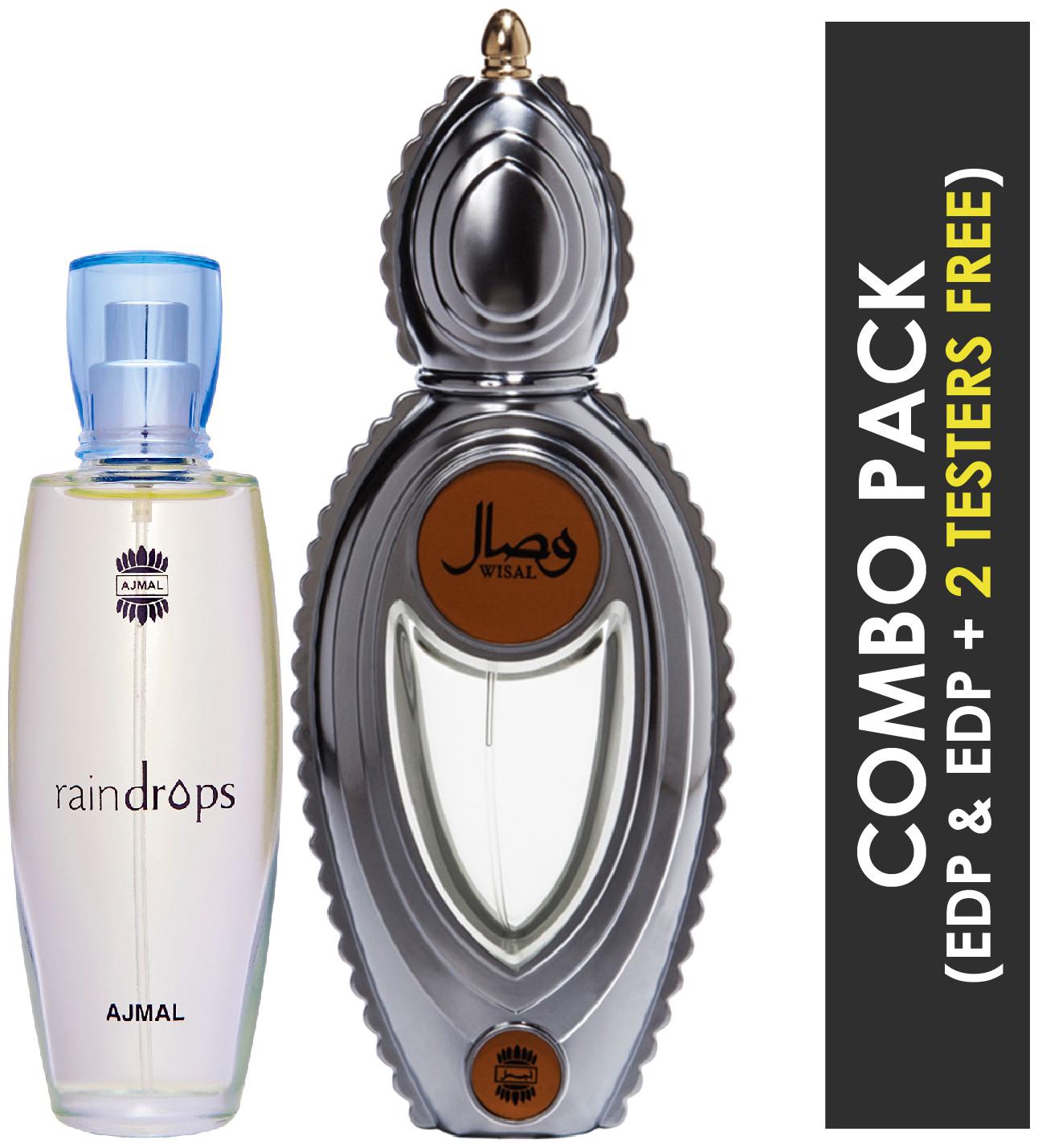 

Ajmal Raindrops EDP Floral Chypre Perfume 50ml for Women and Ajmal Wisal EDP Floral Musky Perfume 50ml for Women