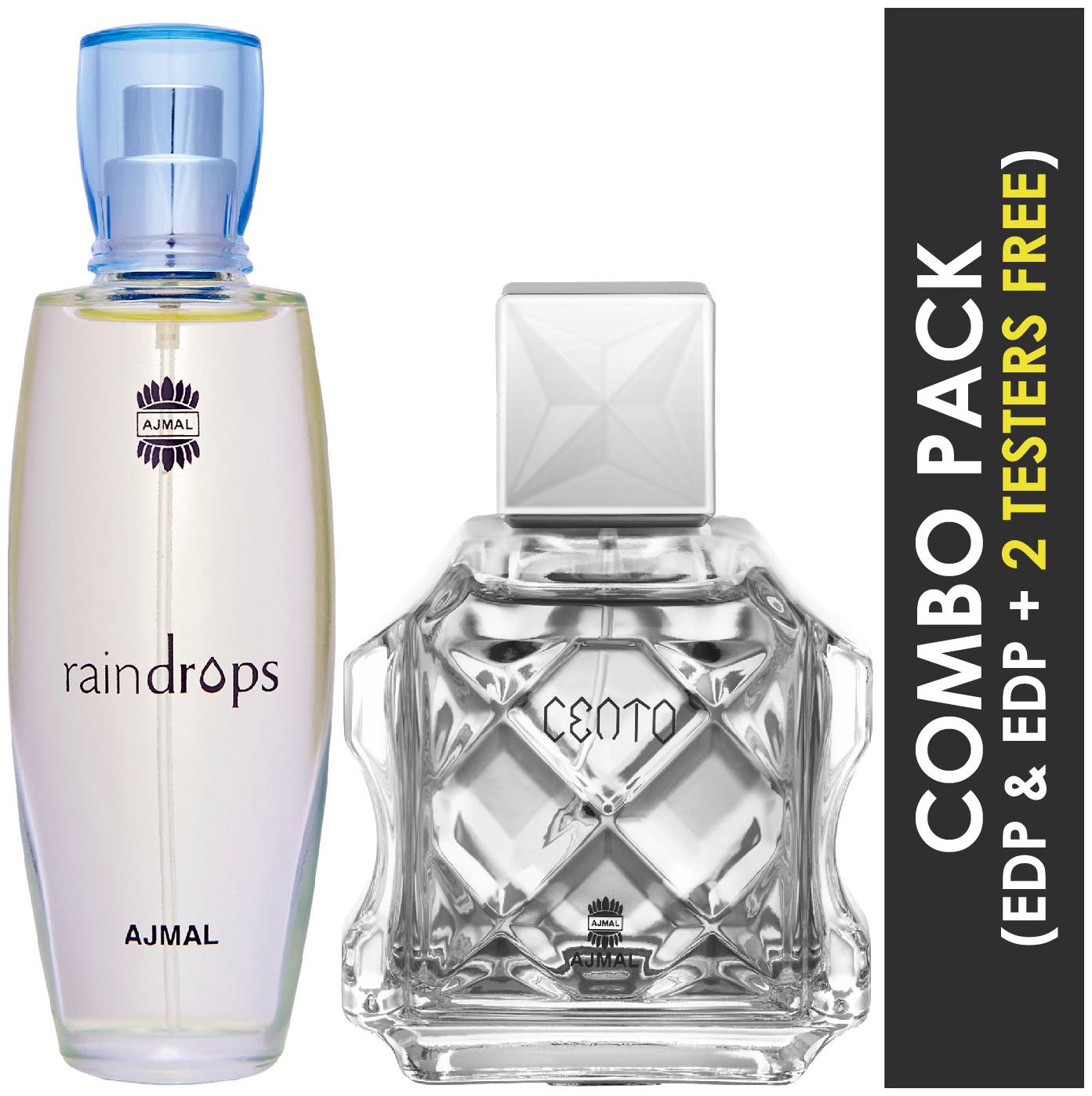 

Ajmal Raindrops EDP Floral Chypre Perfume 50ml for Women and Cento EDP Citrus Aromatic Perfume 100ml for Men