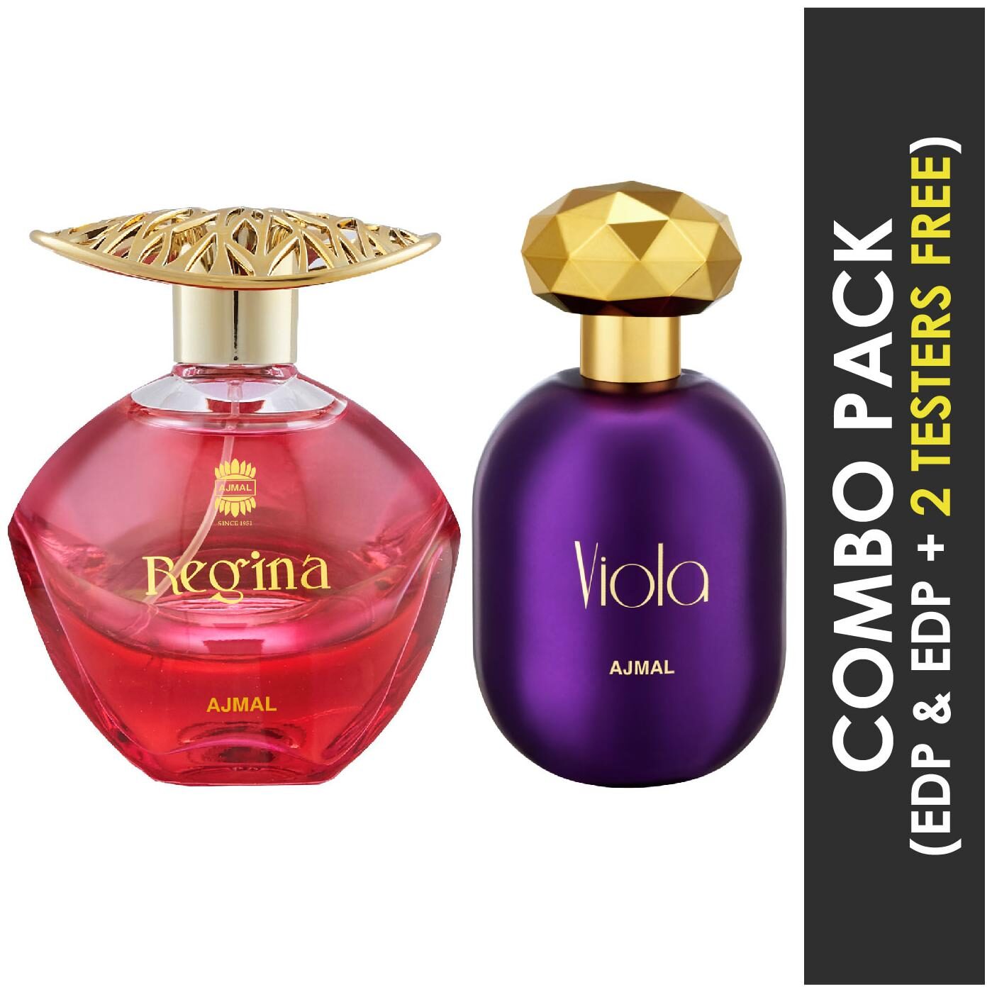 

Ajmal Regina EDP Floral Fruity Perfume 100ml for Women and Ajmal Viola EDP Fruity Floral Perfume 75ml for Women