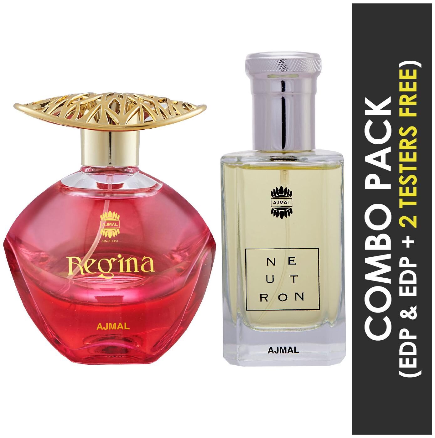 

Ajmal Regina EDP Floral Fruity Perfume 100ml for Women and Ajmal Neutron EDP Citrus Fruity Perfume 100ml for Men