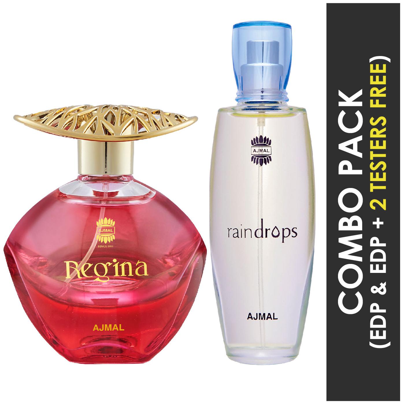 

Ajmal Regina EDP Floral Fruity Perfume 100ml for Women and Ajmal Raindrops EDP Floral Chypre Perfume 50ml for Women