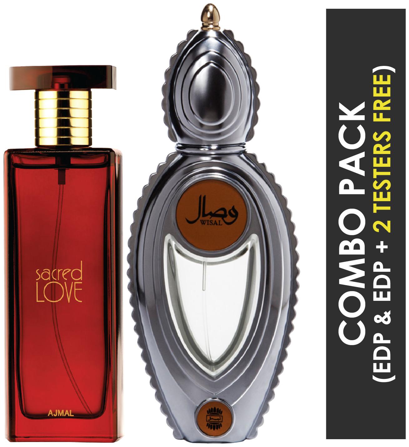 

Ajmal Sacred Love EDP Floral Musky Perfume 50ml for Women and Ajmal Wisal EDP Floral Musky Perfume 50ml for Women