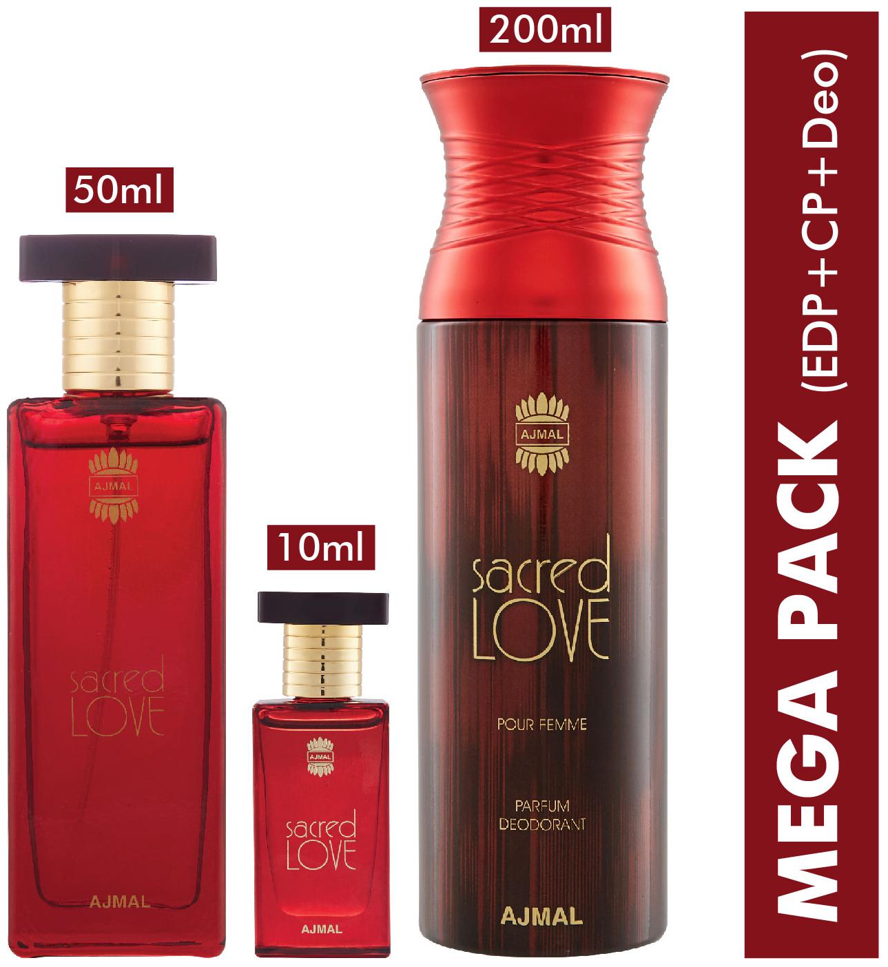 

Ajmal Sacred Love EDP 50ml Floral perfume for Women Sacred Love Concentrated Floral Perfume Free From Alcohol 10ml for women Sacred Love Perfume Deodorant 200ml for Women