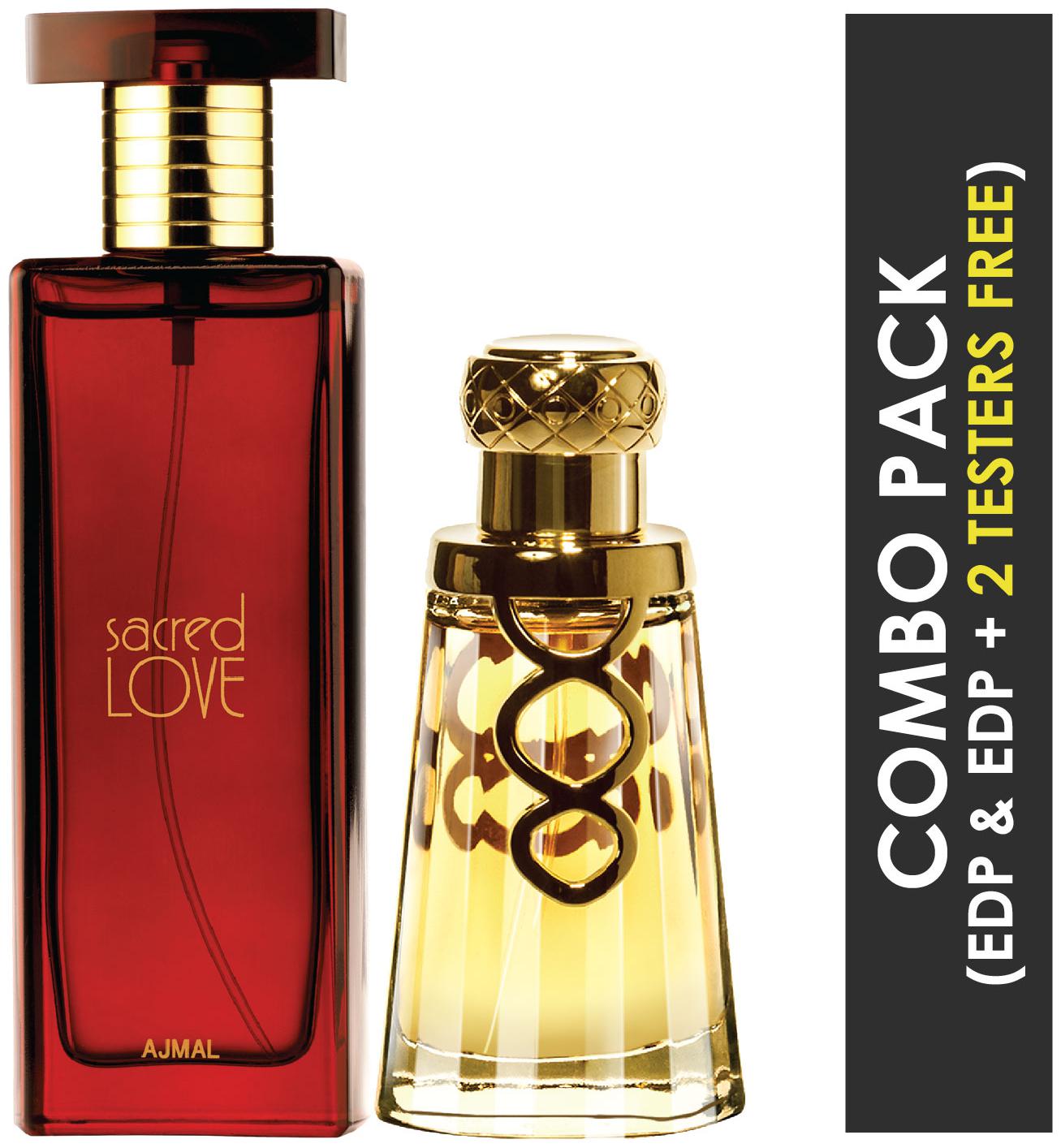 

Ajmal Sacred Love EDP Floral Musky Perfume 50ml for Women and Khallab EDP Woody Oudh Perfume 50ml for Unisex
