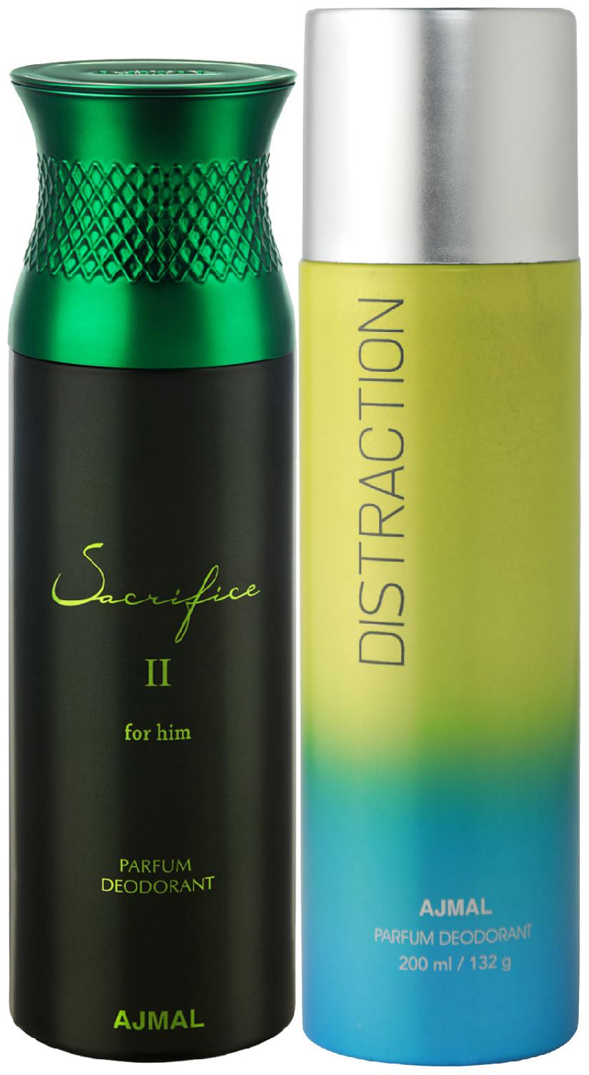 

Ajmal Sacrifice II for Him for Men and Distraction for Men Women High Quality Deodorants each 200 ml Combo ( Pack of 2 )