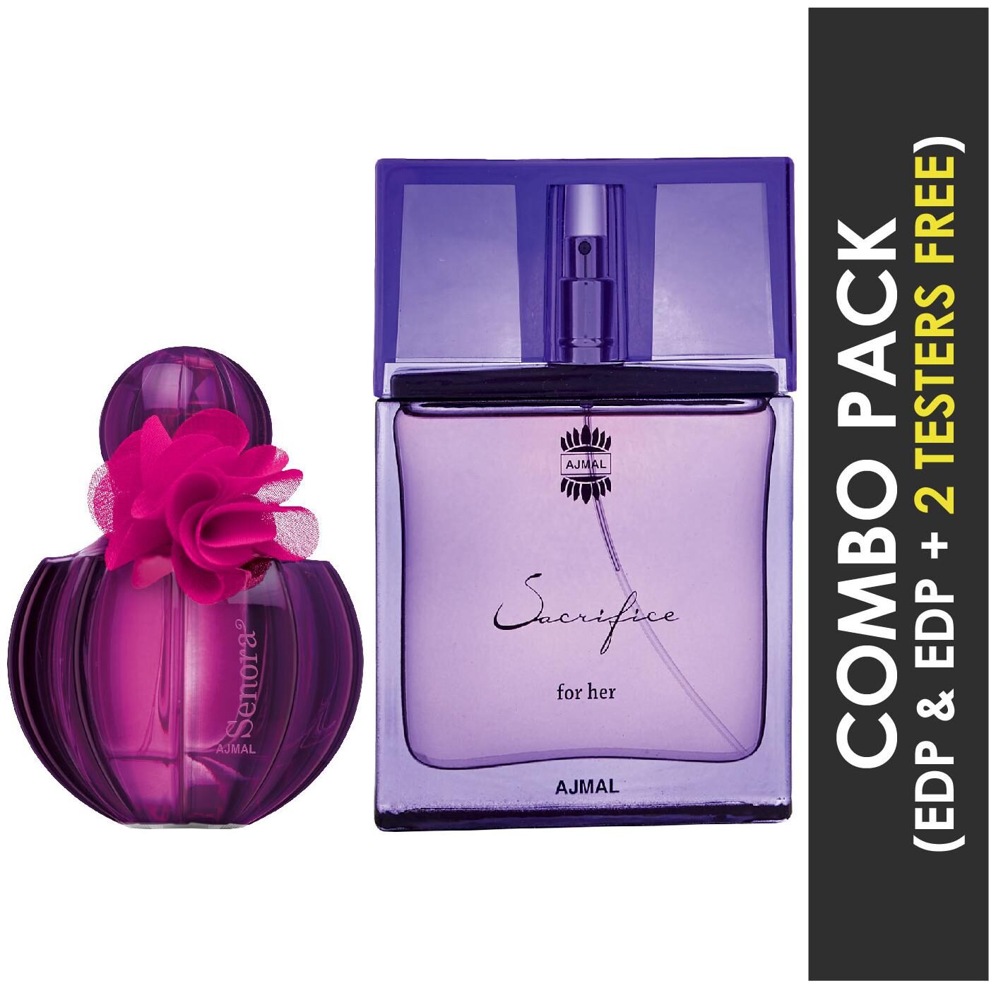 

Ajmal Senora EDP Floral Spicy Perfume 75ml for Women and Ajmal Sacrifice for HER EDP Floral Musky Perfume 50ml for Women