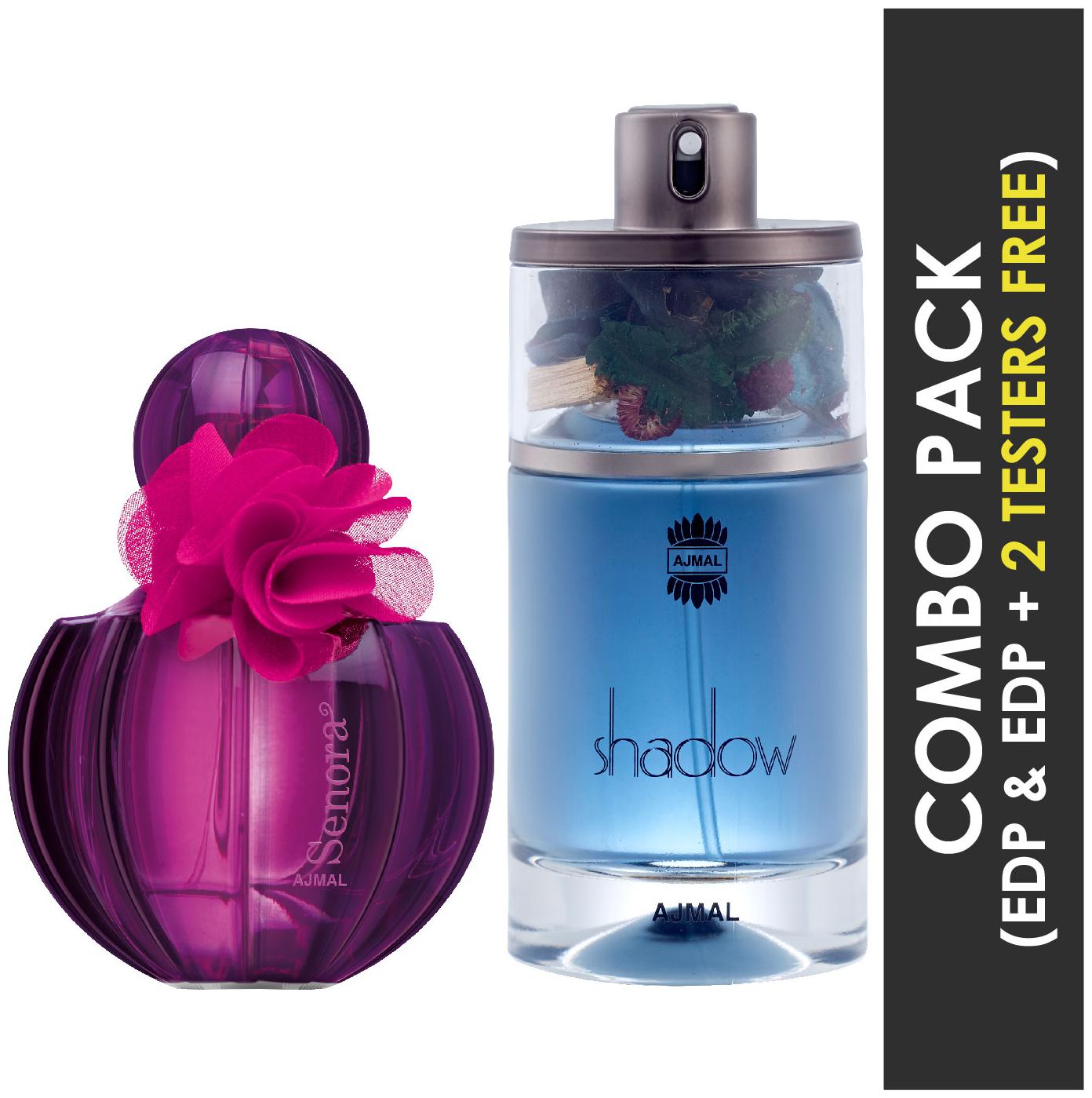 

Ajmal Senora EDP Floral Spicy Perfume 75ml for Women and Ajmal Shadow HIM EDP Spicy Woody Perfume 75ml for Men