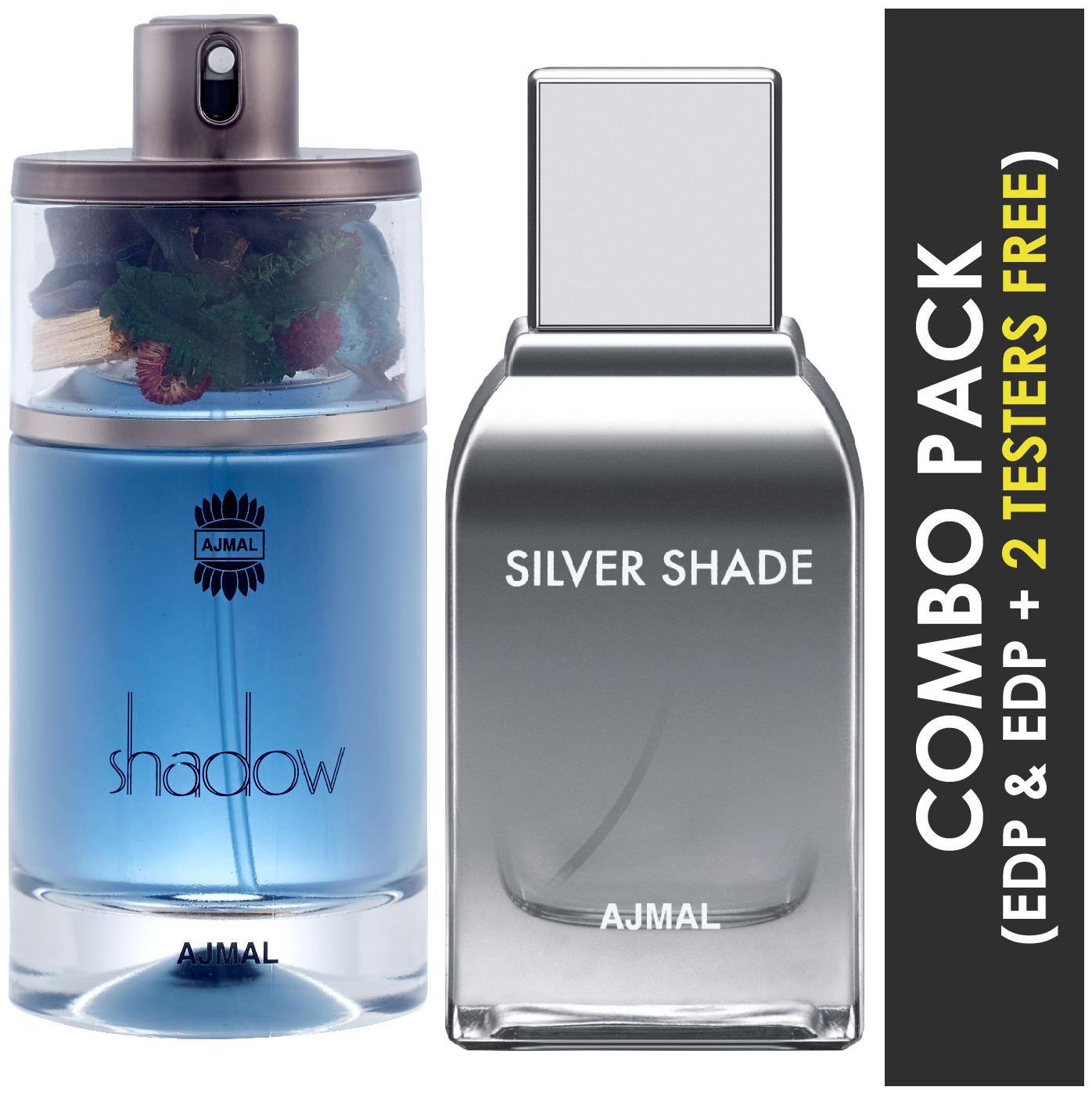 

Ajmal Shadow HIM EDP Spicy Woody Perfume 75ml for Men and Silver Shade EDP Citrus Woody Perfume 100ml for Men (Pack of 2)