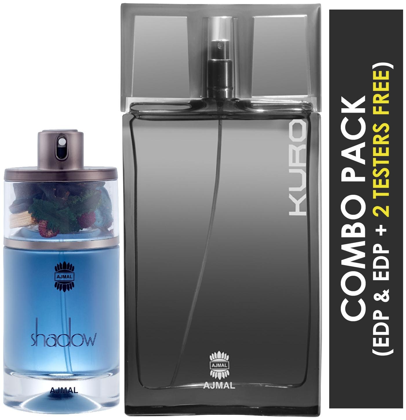 

Ajmal Shadow HIM EDP Spicy Woody Perfume 75ml for Men and Ajmal Kuro EDP Aromatic Spicy Perfume 90ml for Men (Pack of 2)