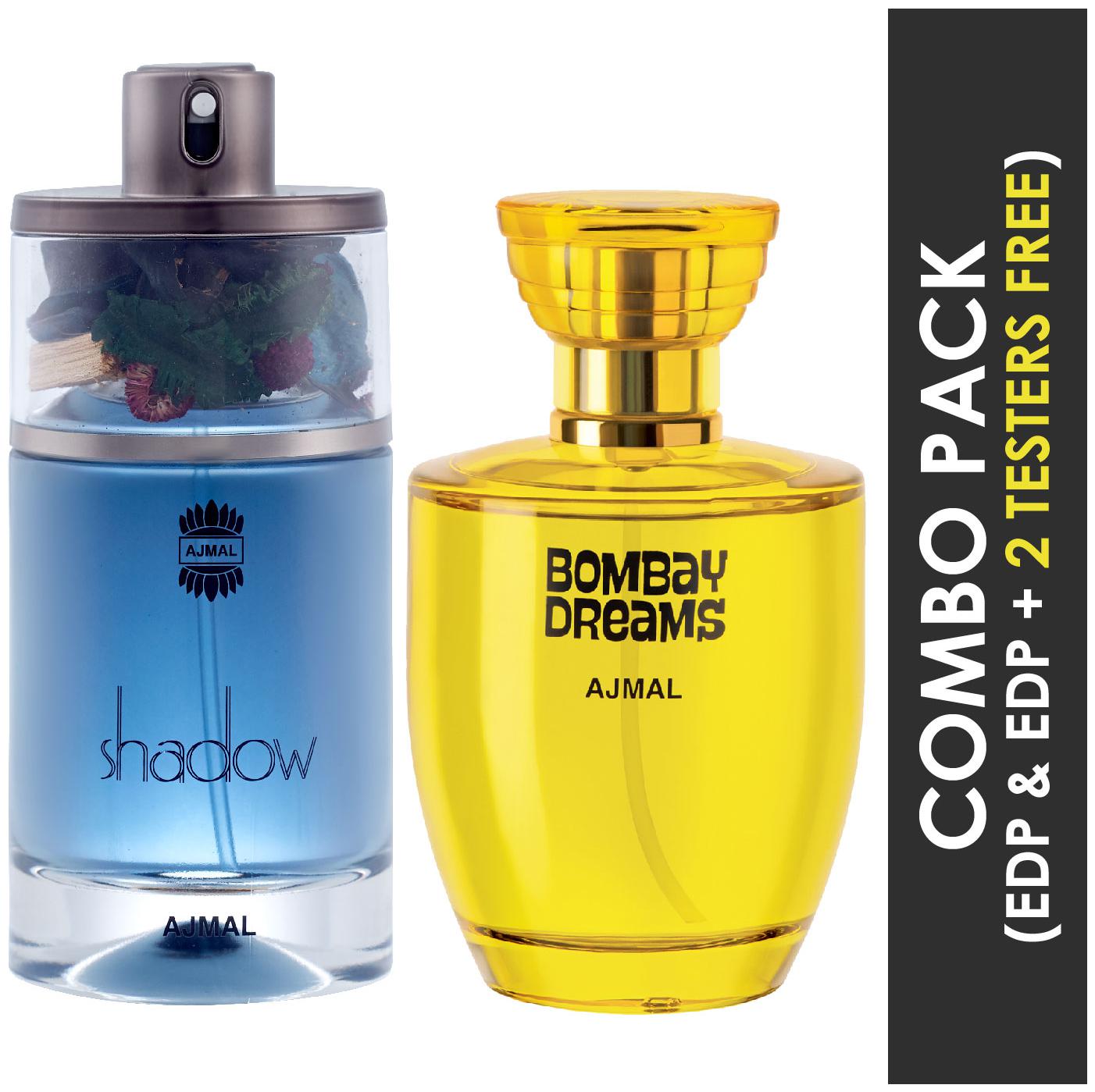 

Ajmal Shadow HIM EDP Spicy Woody Perfume 75ml for Men and Ajmal Bombay Dreams EDP Floral Fruity Perfume 100ml for Women