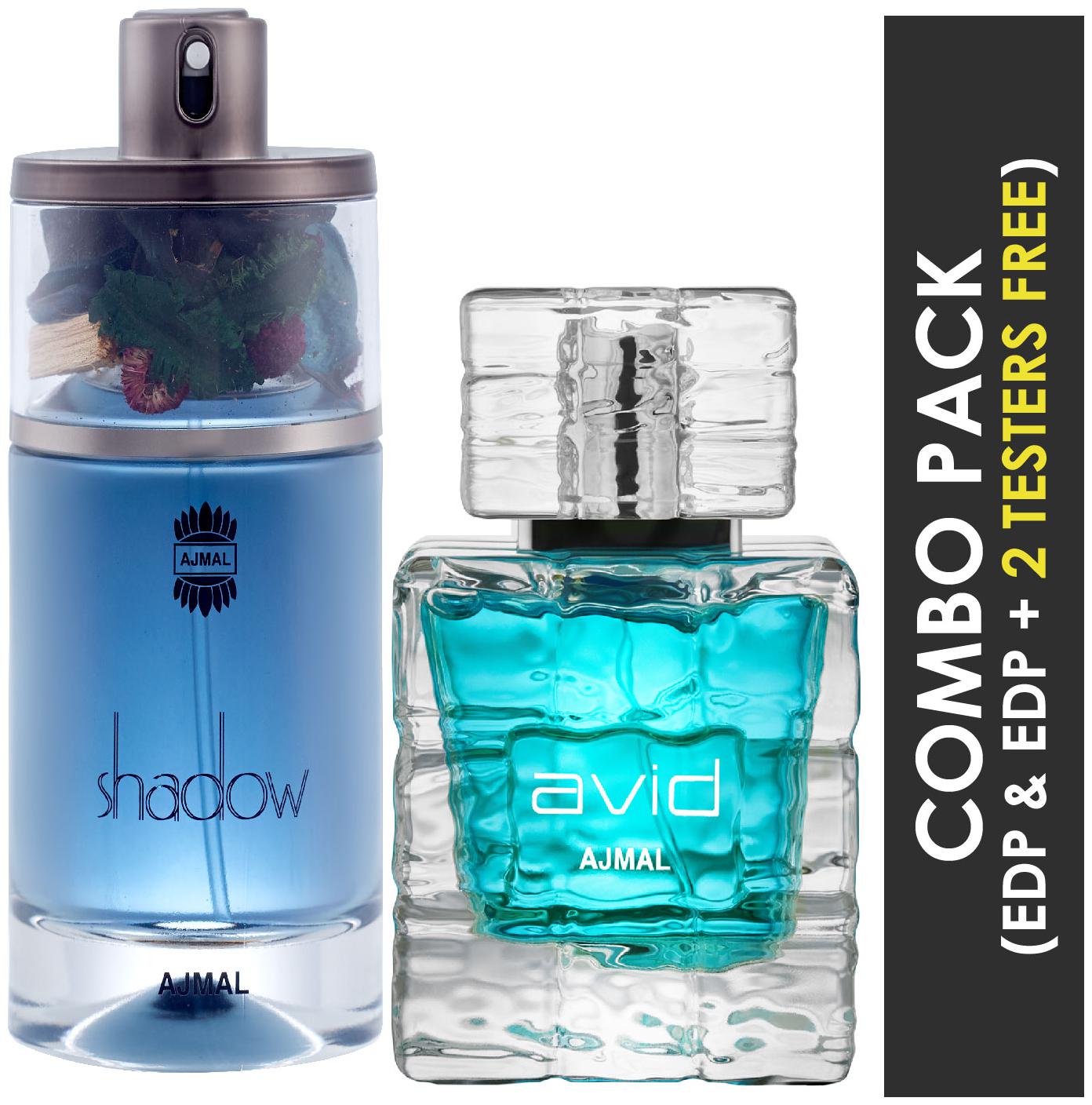 

Ajmal Shadow HIM EDP Spicy Woody Perfume 75ml for Men and Ajmal Avid EDP Aquatic Woody Perfume 75ml for Men