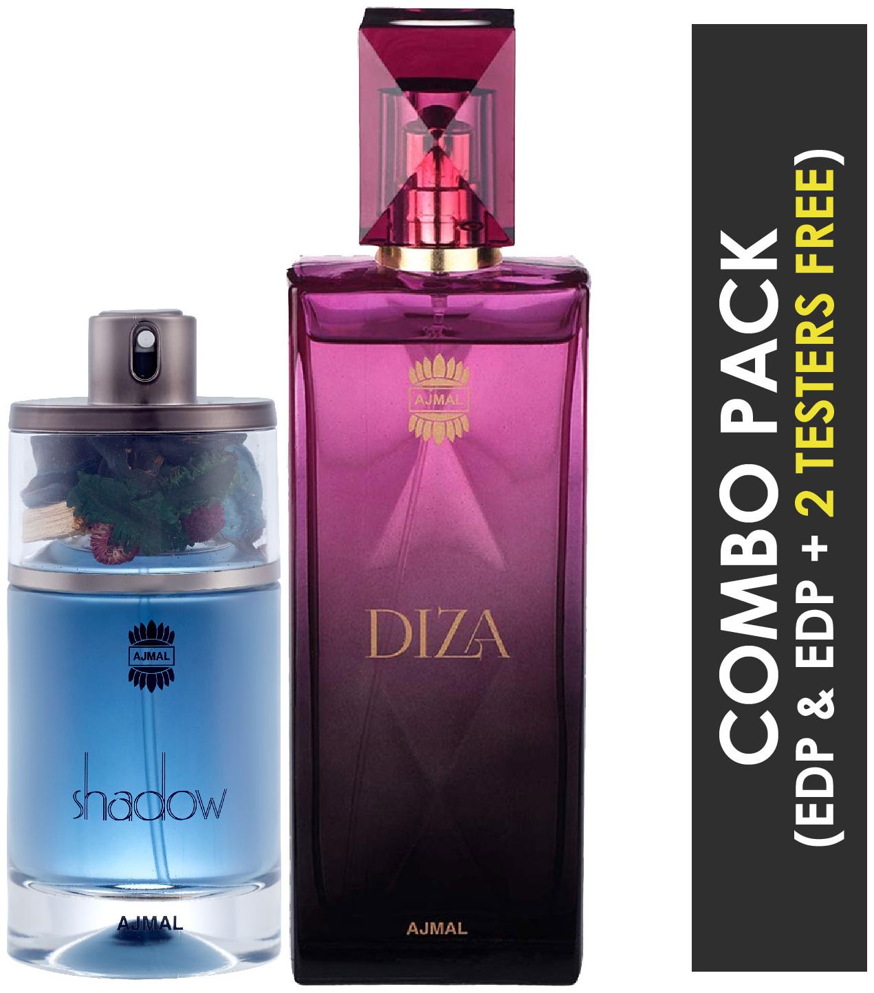 

Ajmal Shadow HIM EDP Spicy Woody Perfume 75ml for Men and Diza EDP Fruity Floral Perfume 100ml for Women