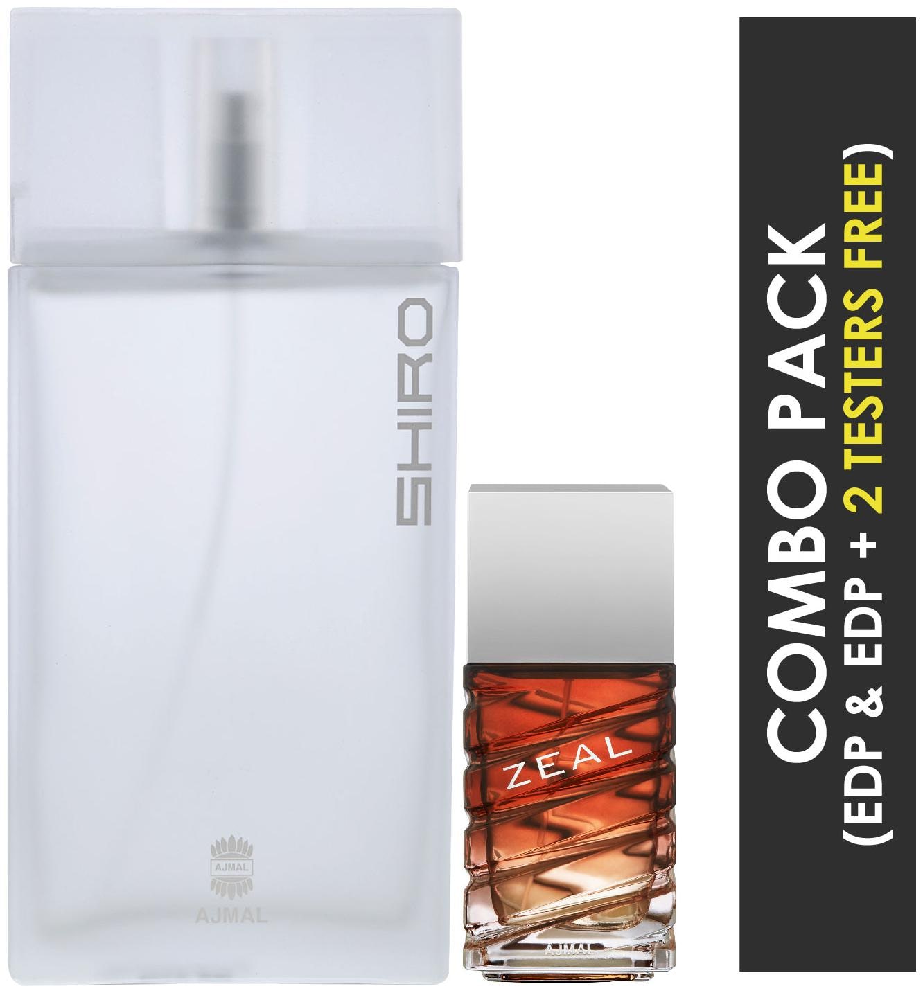 

Ajmal Shiro EDP Citrus Spicy Perfume 90ml for Men and Ajmal Zeal EDP Aquatic Woody Perfume 100ml for Men (Pack of 2)