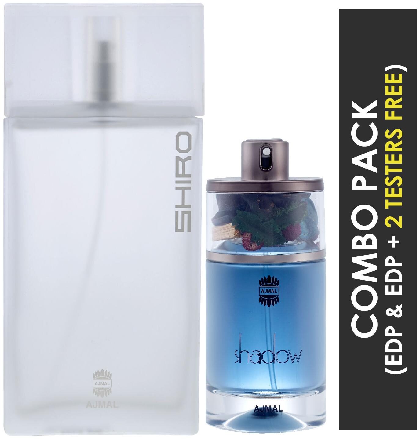 

Ajmal Shiro EDP Citrus Spicy Perfume 90ml for Men and Ajmal Shadow HIM EDP Spicy Woody Perfume 75ml for Men (Pack of 2)