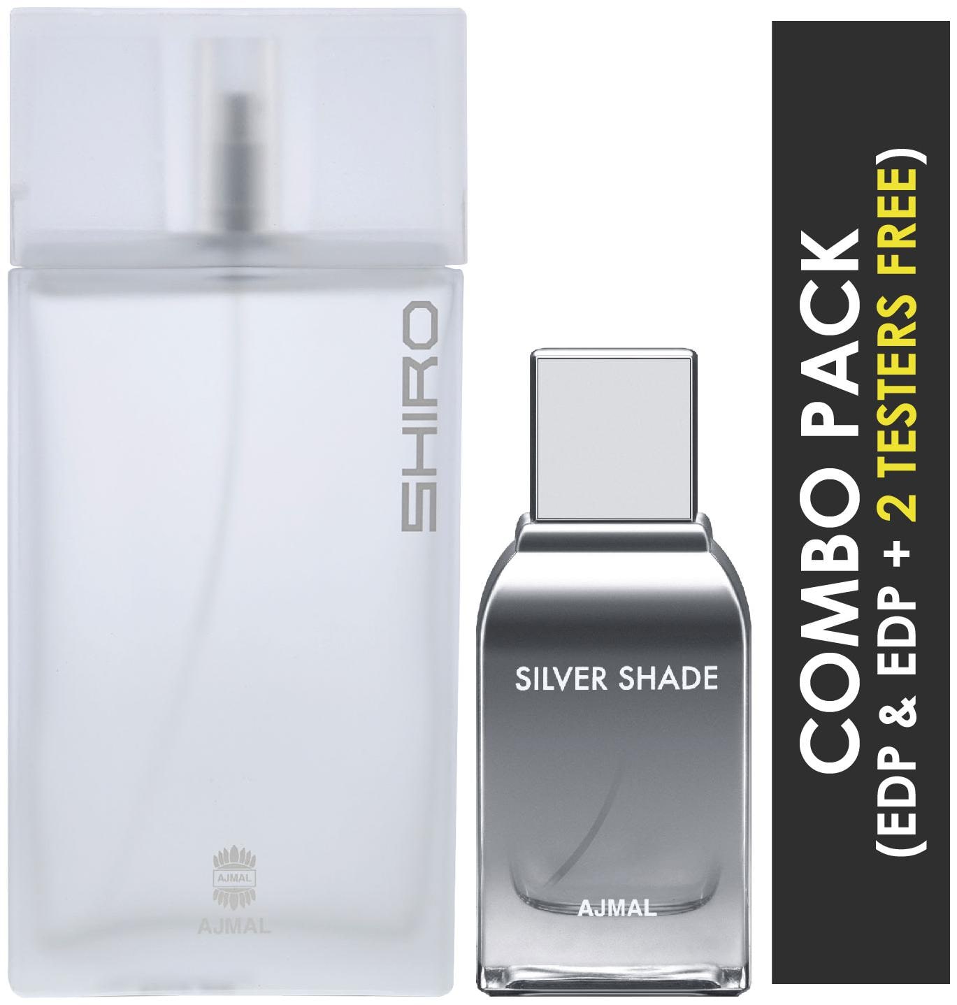 

Ajmal Shiro EDP Citrus Spicy Perfume 90ml for Men and Silver Shade EDP Citrus Woody Perfume 100ml for Men (Pack of 2)