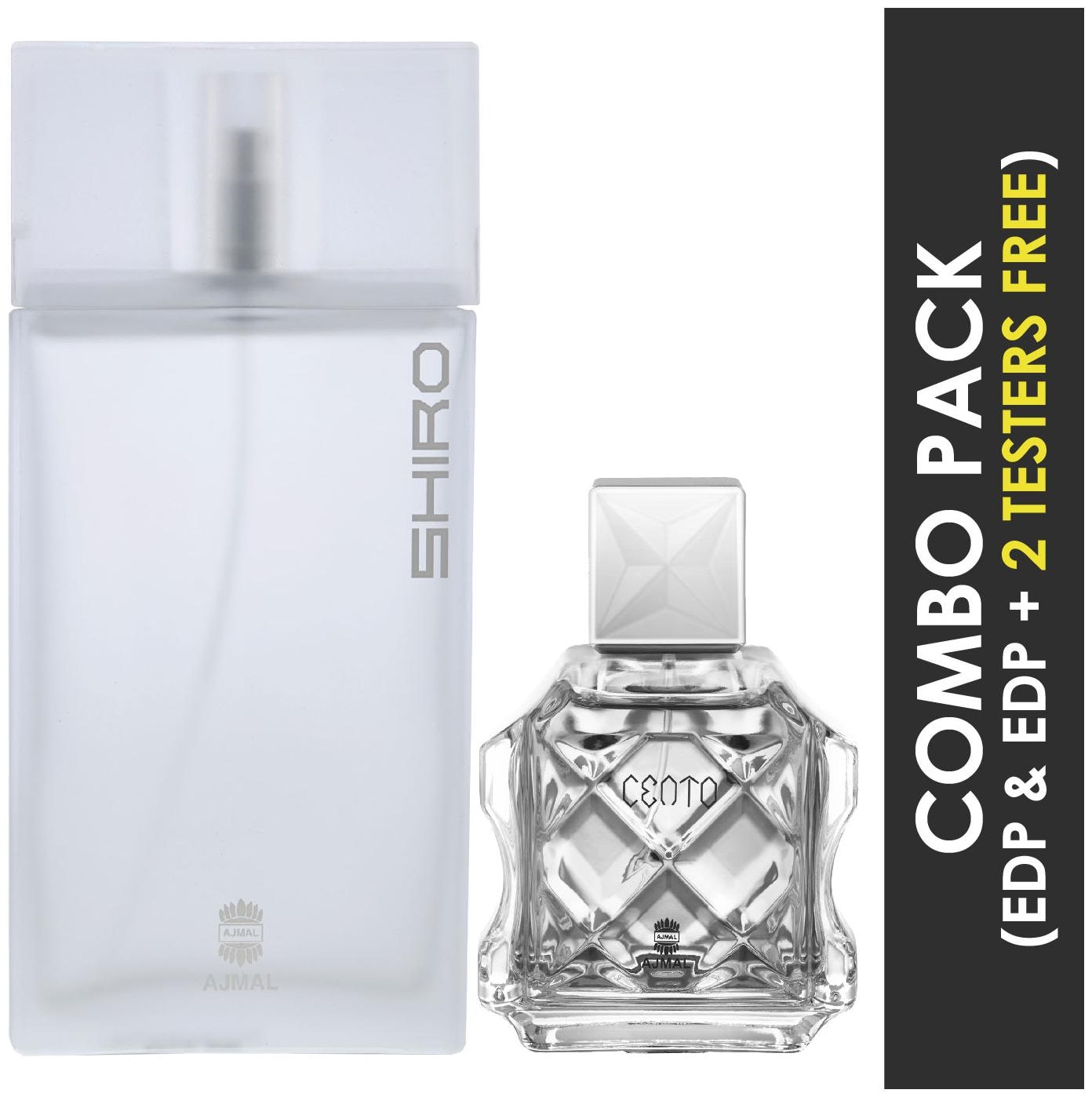 

Ajmal Shiro EDP Citrus Spicy Perfume 90ml for Men and Ajmal Cento EDP Citrus Aromatic Perfume 100ml for Men (Pack of 2)