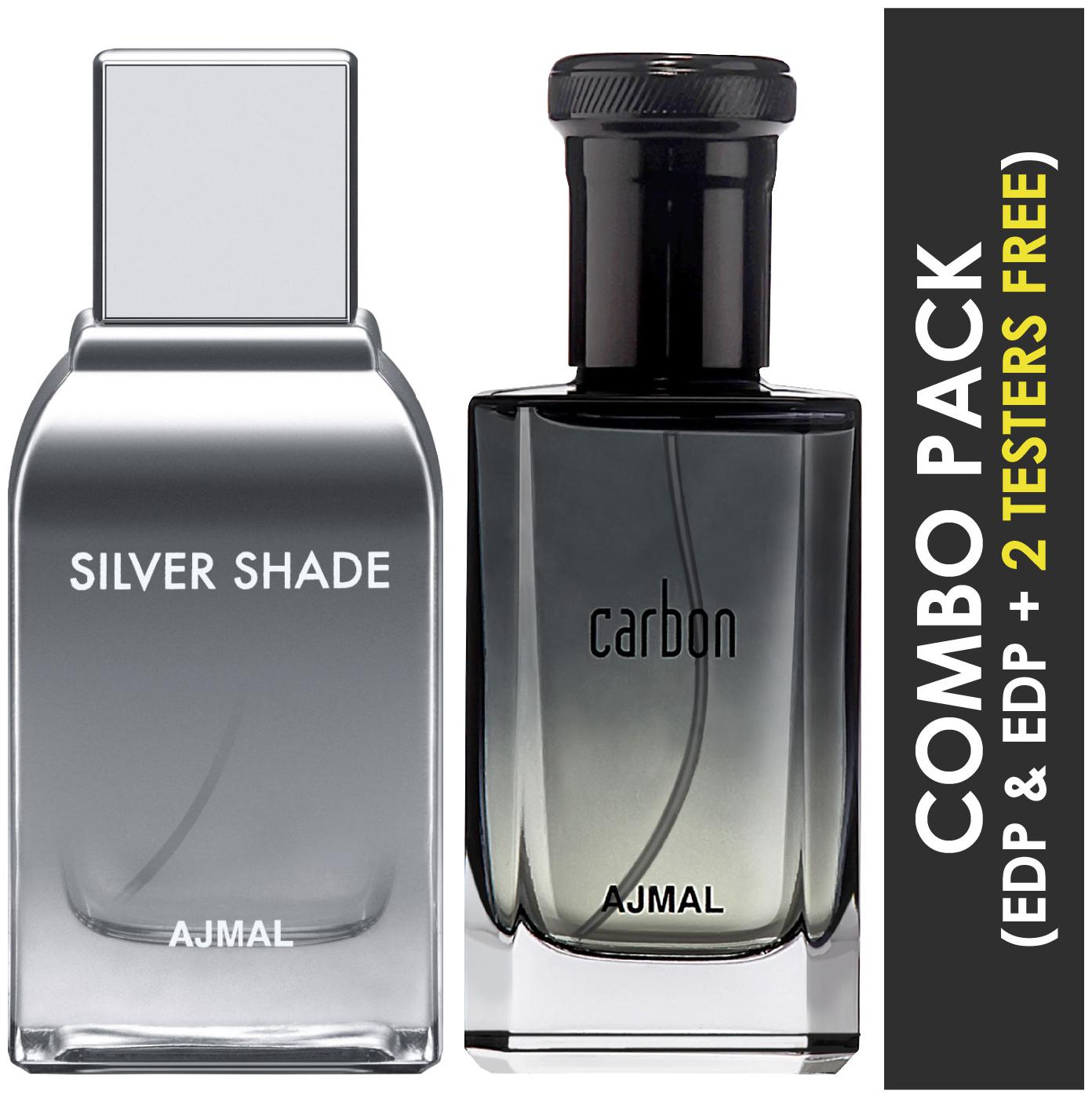 

Ajmal Silver Shade EDP Citrus Woody Perfume 100ml for Men and Carbon EDP Citrus Spicy Perfume 100ml for Men (Pack of 2)