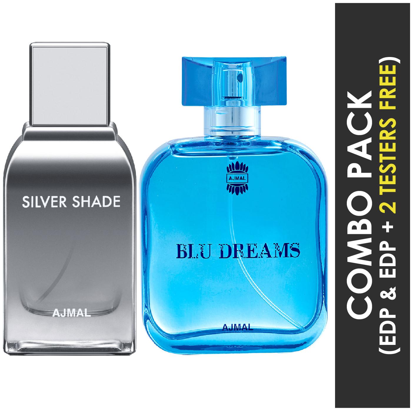 

Ajmal Silver Shade EDP Citrus Woody Perfume 100ml for Men and Blu Dreams EDP Citurs Fruity Perfume 100ml for Men (Pack of 2)