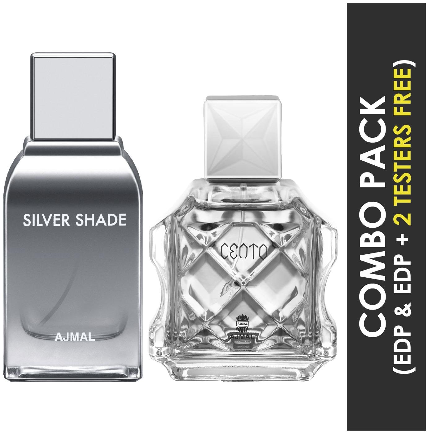 

Ajmal Silver Shade EDP Citrus Woody Perfume 100ml for Men and Ajmal Cento EDP Citrus Aromatic Perfume 100ml for Men (Pack of 2)