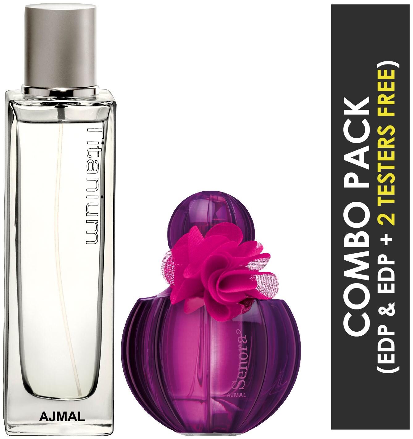 

Ajmal Titanium EDP Citrus Spicy Perfume 100ml for Men and Senora EDP Floral Spicy Perfume 75ml for Women