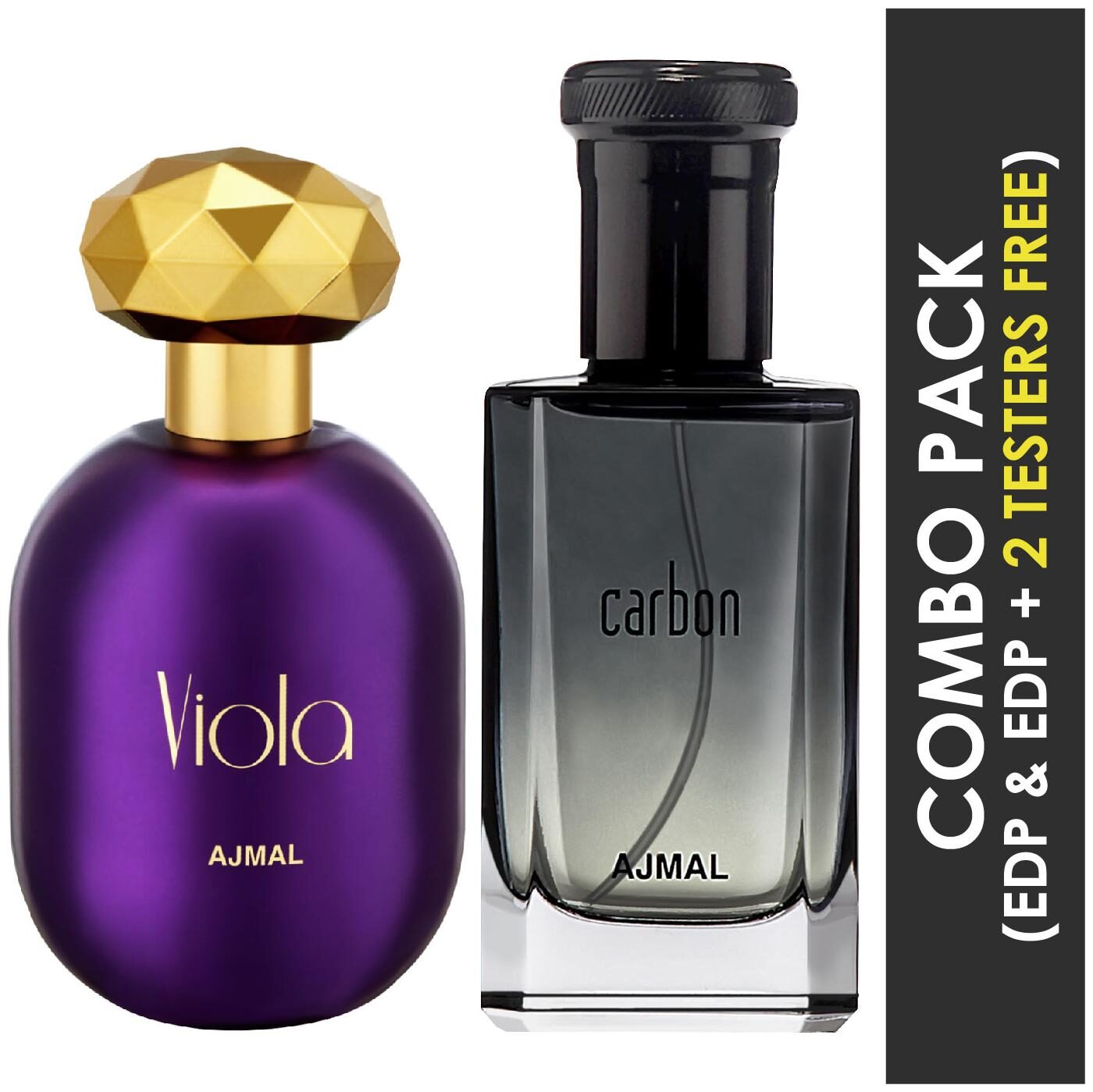 

Ajmal Viola EDP Fruity Floral Perfume 75ml for Women and Ajmal Carbon EDP Citrus Spicy Perfume 100ml for Men (Pack of 2)