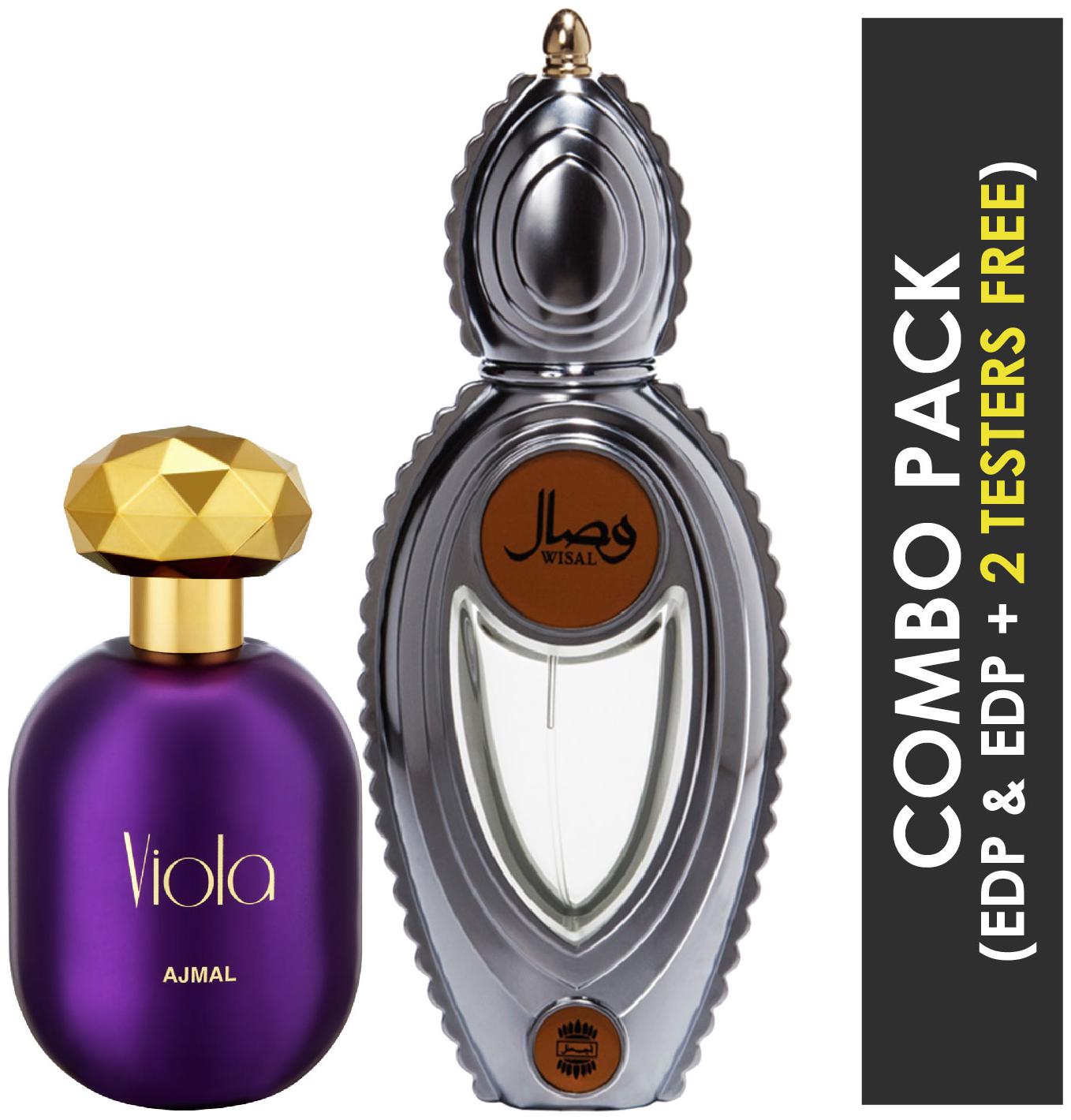 

Ajmal Viola EDP Fruity Floral Perfume 75ml for Women and Ajmal Wisal EDP Floral Musky Perfume 50ml for Women