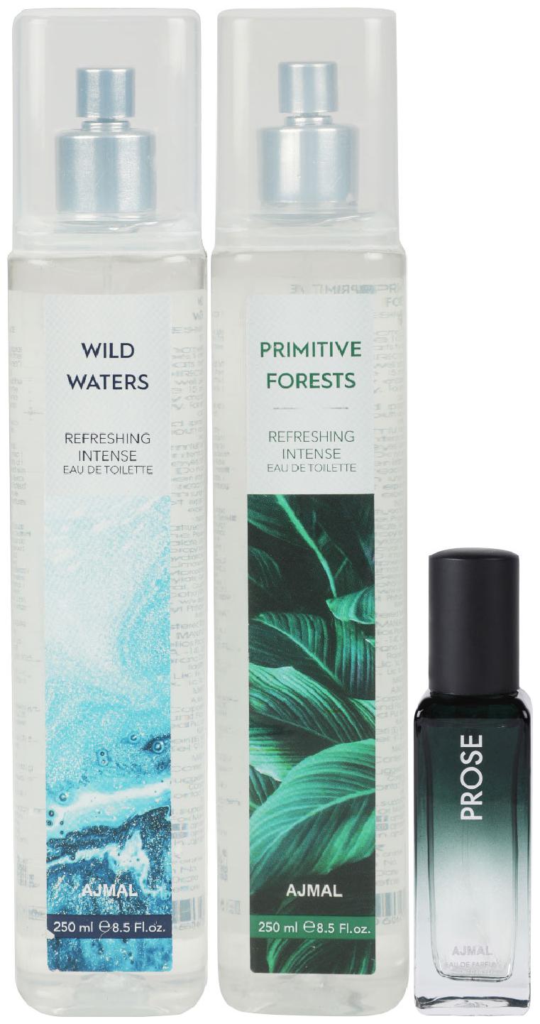 

Ajmal Wild Waters Primitive Forest EDT each 250 ml Prose EDP 20 ml Pack of 3 for Men Women