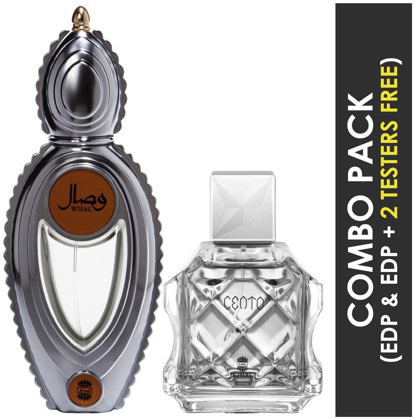 

Ajmal Wisal EDP Floral Musky Perfume 50ml for Women and Cento EDP Citrus Aromatic Perfume 100ml for Men