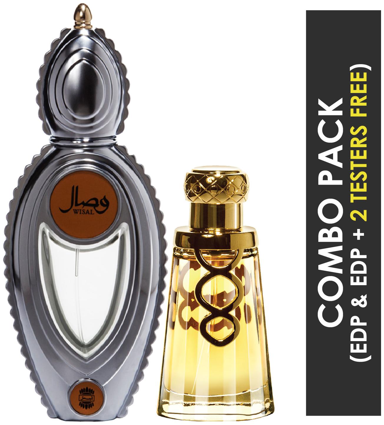 

Ajmal Wisal EDP Floral Musky Perfume 50ml for Women and Khallab EDP Woody Oudh Perfume 50ml for Unisex