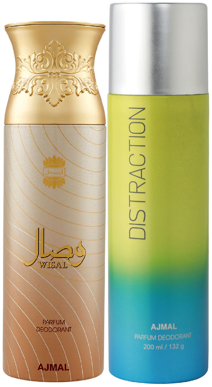 

Ajmal Wisal for Women and Distraction for Men Women High Quality Deodorants each 200 ml Combo ( Pack of 2 )