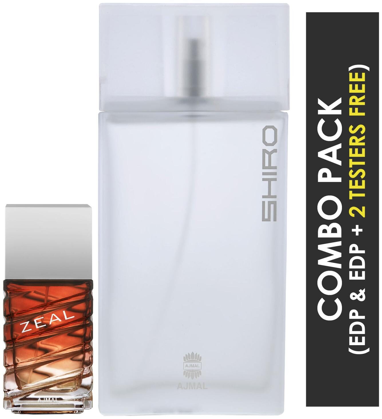 

Ajmal Zeal EDP Aquatic Woody Perfume 100ml for Men and Ajmal Shiro EDP Citrus Spicy Perfume 90ml for Men