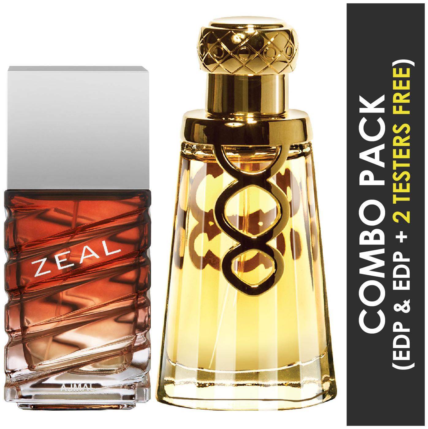 

Ajmal Zeal EDP Aquatic Woody Perfume 100ml for Men and Khallab EDP Woody Oudh Perfume 50ml for Unisex