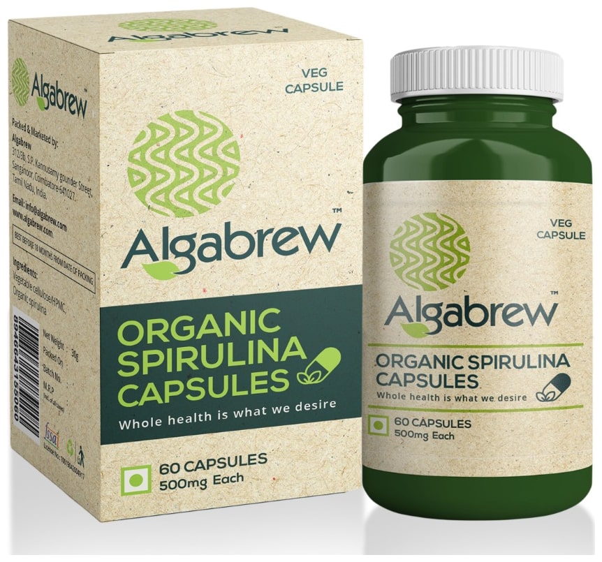 

Algabrew Organic Spirulina Capsules - 60 (500mg each)