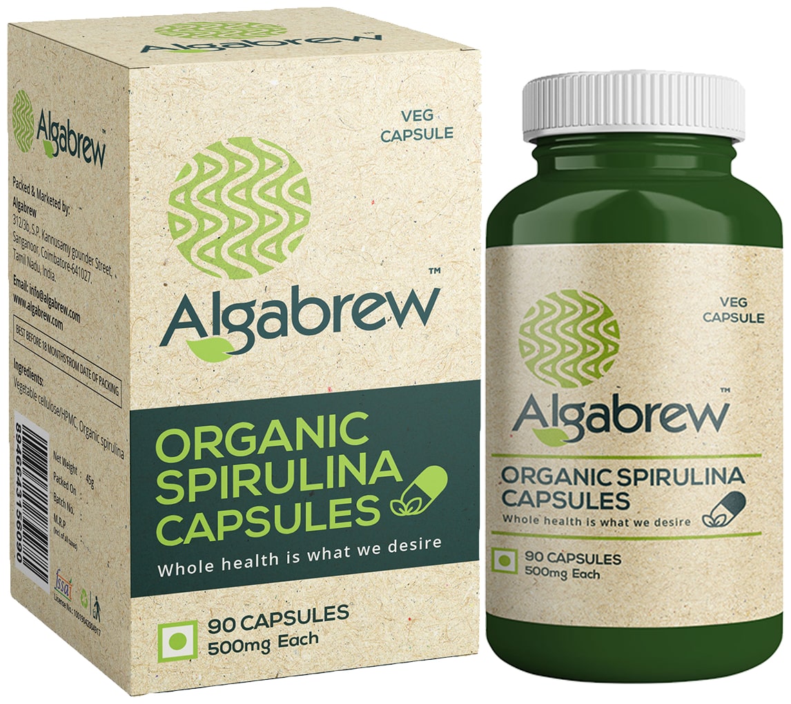 

Algabrew Organic Spirulina Capsules - 90 (500mg each)