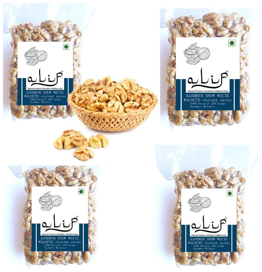 

Alif Premium Kashmiri Snow White Walnuts Kernels -250g( Pack of 4)