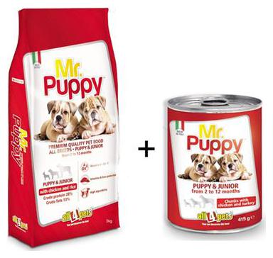 

all4pets Combo Offer Mr Puppy With Chicken Rice 3kg Free Mr Puppy Chunks With Chicken Turkey 415g
