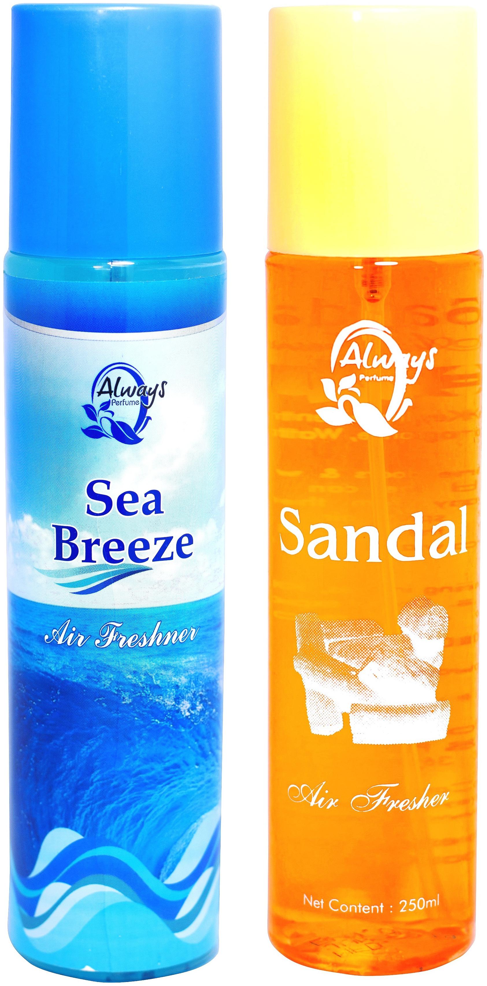 

Always Perfumes Sandal 250ml Sea Breeze 250ml 4in 1 Natural Fragrance Air Freshener (Pack of 2)