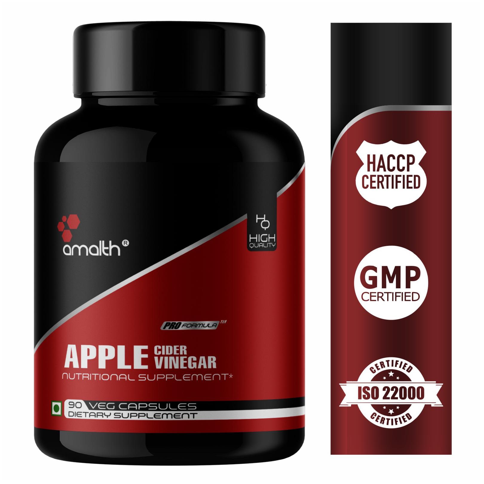 

Amalth Apple Cider Vinegar Capsules 500mg Veg Capsules for Loss Weight loss 1 Bottle -90Capsules