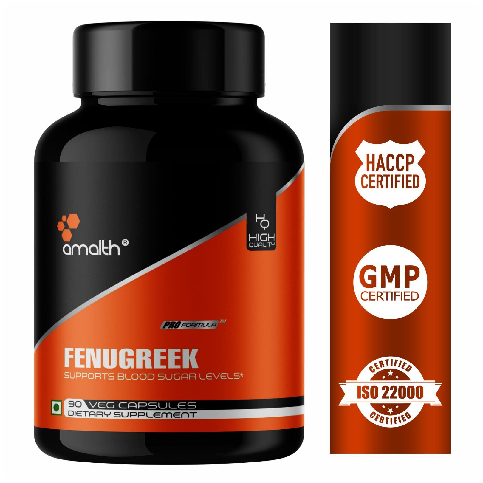 

Amalth Fenugreek Capsules Extract Powder 1000mg for Blood Sugar 1 Bottle -90Capsules